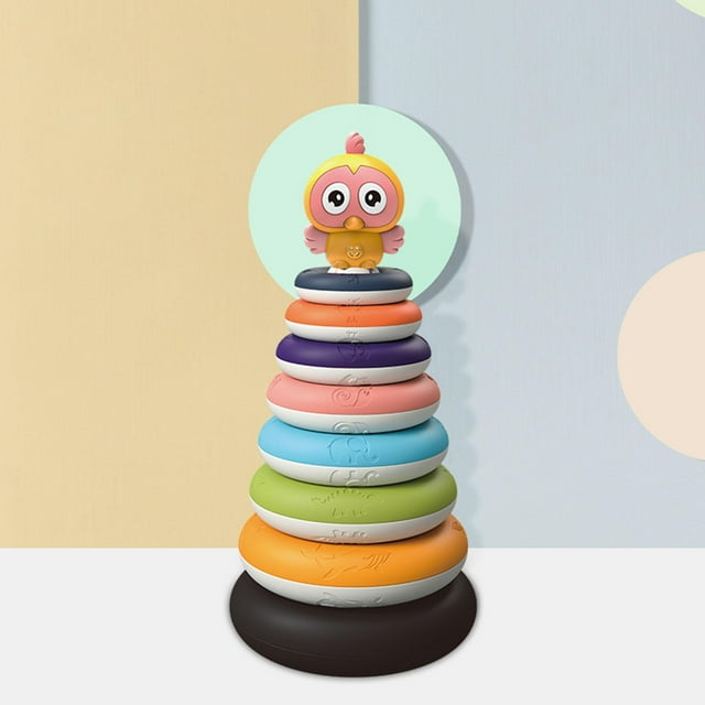 Torre de apilamiento para bebés Yotijar Círculos Desarrollo Apilable Secuencia iris Masticar Montessori