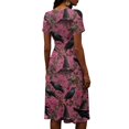 thumbnail image 5 of Women's Halloween Themed Casual Dress V Neck Short Sleeve Flowy Wrap Sundress Halloween Print Fashion Halloween Outfit Daily Beach Costume, 5 of 5