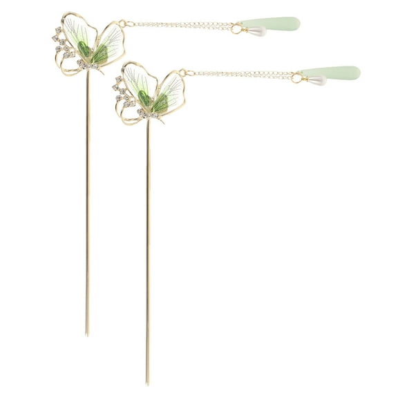 FRCOLOR Elegant Butterfly Tassel Hairpin Retro Chinese Hair Stick Traditional Oriental Hair Chopsticks Hair Fork Chignon Hair Jewelry