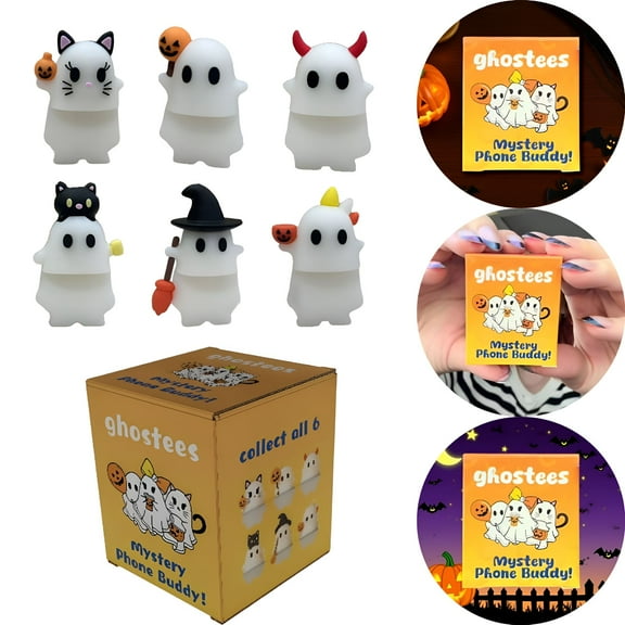 BESTSKY 2026 New Mystery Phone Buddy, Ghost Blind Box, Phone Buddy for Top of Phone, Ghost Phone Charm, Stick-On Halloween Ghost & Pumpkin Phone Topper, Cute Halloween Phones Decorations