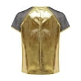 thumbnail image 2 of TiaoBug Kids Boys Girls Shiny Metallic T-shirts Short Sleeve Jazz Hip Hop Dance Tops Performance Gold 16, 2 of 7