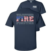Fair Game Volunteer Firefighter American Flag T-Shirt-Navy-Blue-2x