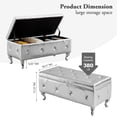 thumbnail image 2 of Storage Ottoman Bench, PU Leather Upholstered Storage Bench with Button, Luxury Button Tufted Bench with Metal Leg and Safety Hinge, Flip Top Footrest Bench for Bedroom Entryway Living Room, Silver, 2 of 10