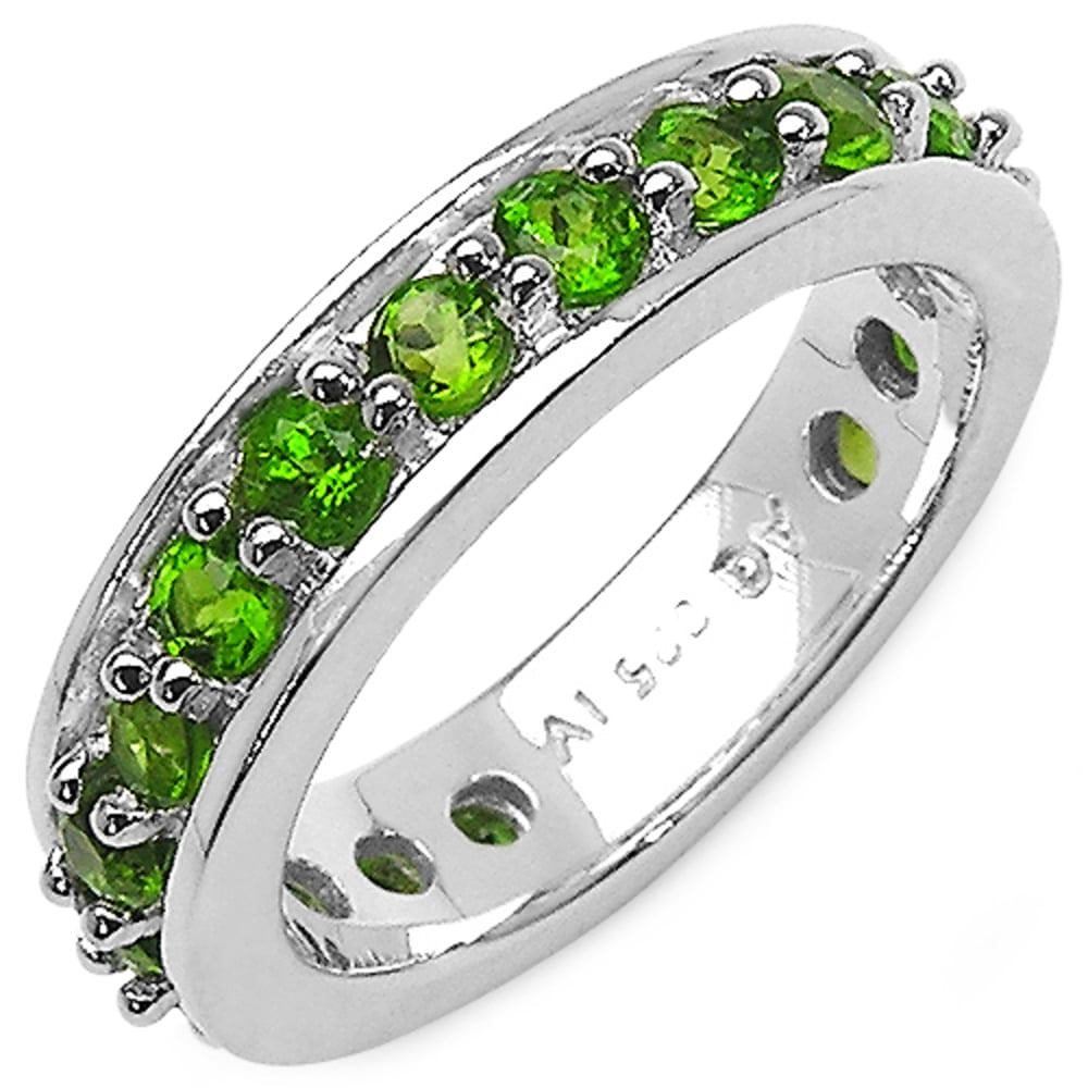 Bonyak Jewelry Genuine Oval Chrome Diopside Ring in Sterling Silver Size 9.00