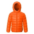 thumbnail image 2 of Girls' Winter Jacket Quilted Puffer Jacket Hood Outerwear Coat for Girls(Orange,4-5Y), 2 of 4