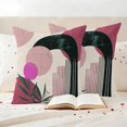 thumbnail image 3 of Boho Middle Century Outdoor Waterproof Pillow Covers, Abstract Pink Geometric Leaves Decorative Square Throw Pillowcase Sofa Cushion Sham for Patio/Couch/Chair, 18"x18" 2 Pack, 3 of 8
