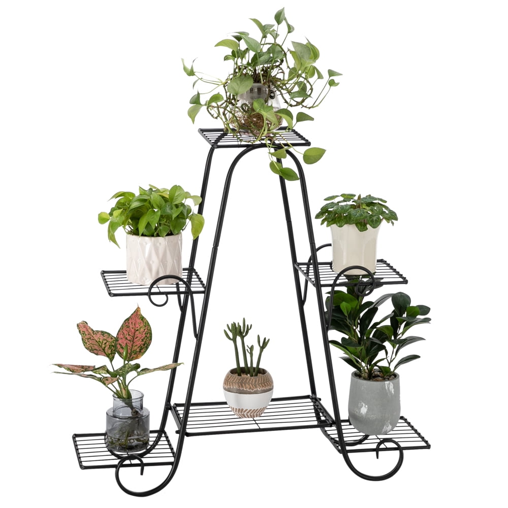 1 Pack Black Paint 31 Inch High Arch 4 Layers 6 Vertical Stripes Potted Plant Frame