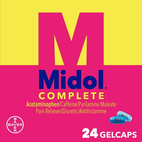 Midol Complete Menstrual Pain Relief Gelcaps w/ Acetaminophen, 24 Count
