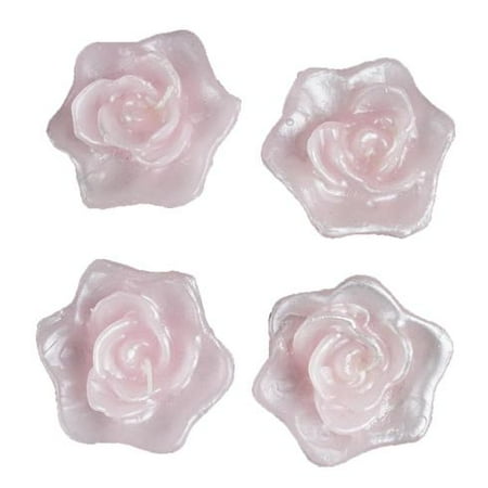 White Rose Scent Candle BalsaCircle 4 pcs 2.5-Inch Roses Flowers Floating Candles for Wedding Party Birthday Centerpieces Home Decorations Supplies ()