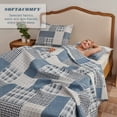 thumbnail image 4 of 3 Piece Quilt Set Queen/Full Size Lightweight Bedspread Coverlet Plaid Patchwork Bedding Microfibers Summer Reversible Quilts Modern Plaid Bedspread for All Season, 4 of 7