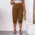 thumbnail image 5 of MLCDZ Harem Pants for Women Plus Size High Waisted Elastic Pleated Loose Fit Baggy Yoga Casual Capri Pants Summer Outdoor Sports Golf Cropped Trousers, 5 of 9