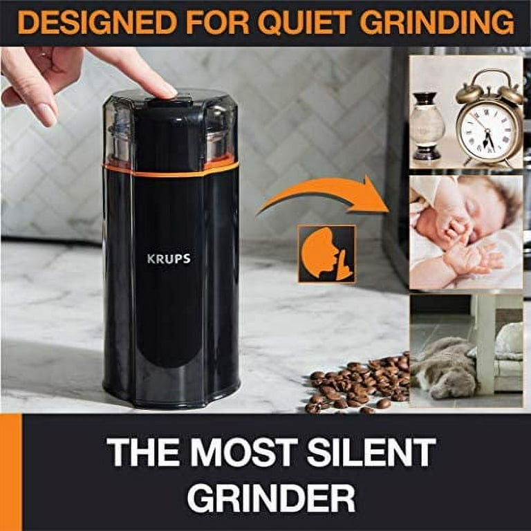 Krups Silent Vortex Coffee and Spice Grinder with Removable Dishwasher Safe  Bowl 12 Cup Easy to Use, 5 Times Quieter 175 Watts Dry Herbs, Nuts, Black