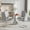 Gray, variant on Katboc Modern Dining Table and 4Pcs Chairs Set, 35in Black Glass Top, Silver Flared Base & Faux Leather Seats, Compact for Small Kitchen, Living Room, Dining Area, Yellow