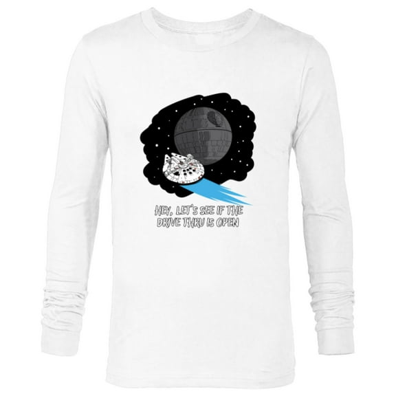 Star Wars Millennium Falcon Death Star Drive Thru Funny - Long Sleeve T-Shirt for Men - Customized-White