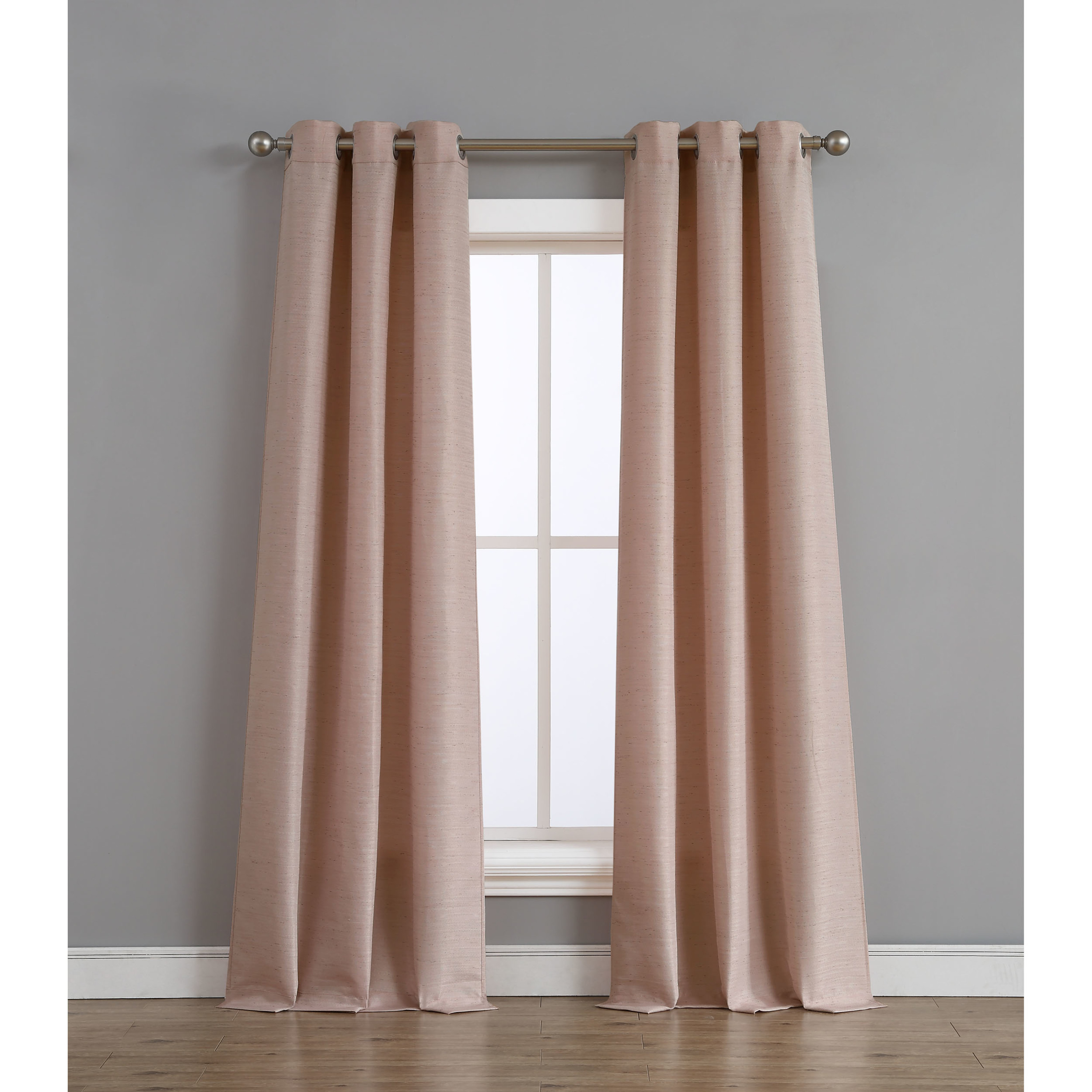 Raw Faux Silk Grommet 76 in. x 96 in. Curtain Panel Pair, Blush