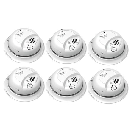 Detector 120vac Direct Wire - First Alert Direct Wire Combination Smoke And Carbon Monoxide Detector, 120 Volt With 9 Volt Battery Back Up SC9120B 6 PACK