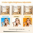 thumbnail image 3 of Satifur Vanity Desk with Mirror & Lights, GRWM Vanity with Drawers & Storage Shelves, Makeup Dressing Table with Charging, Nature, 3 of 10