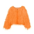 thumbnail image 7 of JGGSPWM Women's Shaggy Faux Furry Winter Jacket: Cozy Long Sleeve Outerwear for Warmth Orange S, 7 of 7