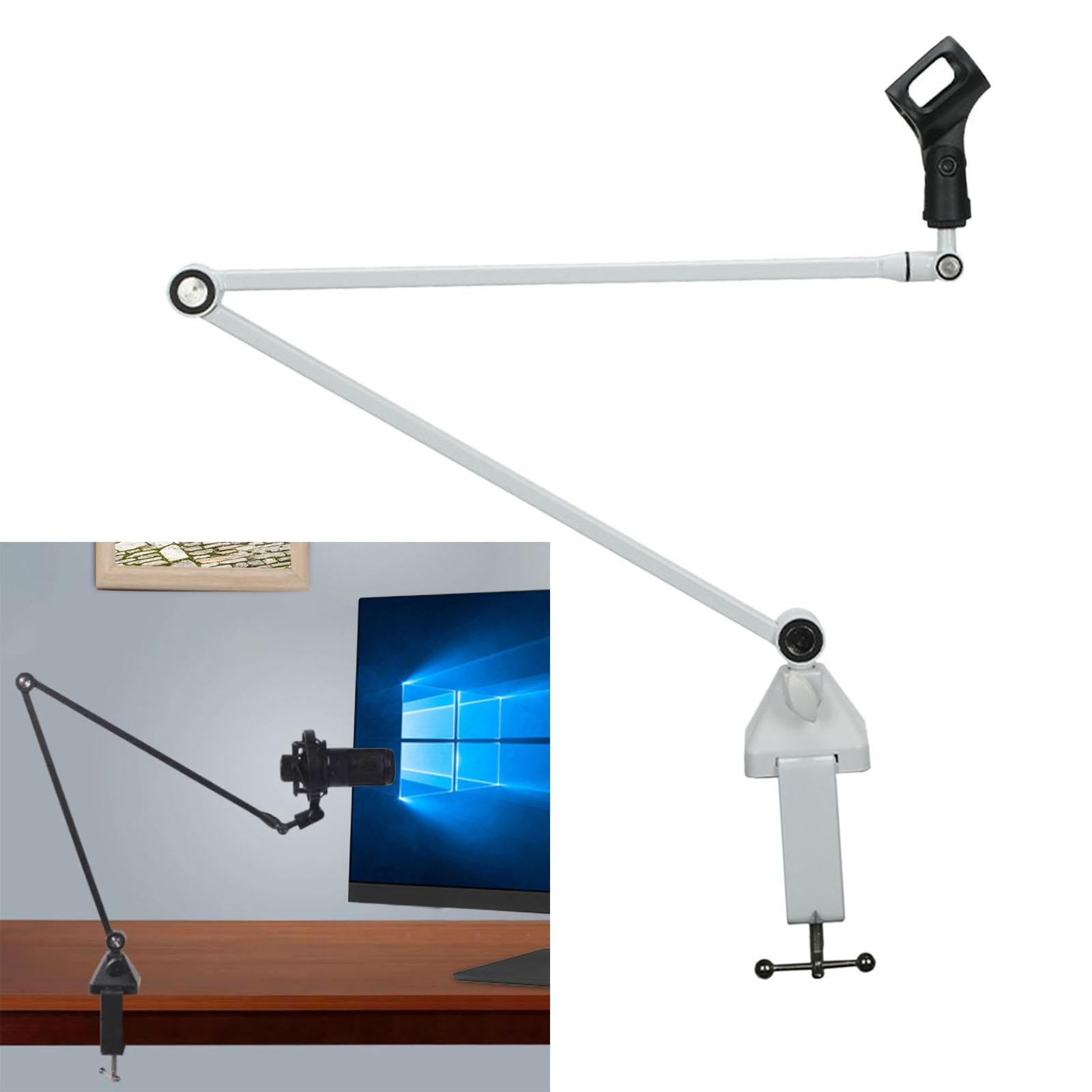 Wzmzjy Microphone Boom Arm Mic Stand Desk Mounted Professional Clip on Cable Management White