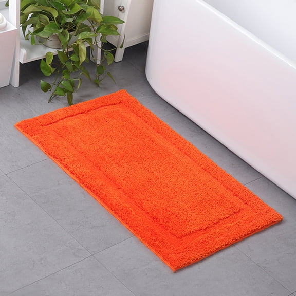 FUDAKUNA Soft Microfiber Orange Bathroom Rugs 20" x 32" Absorbent Non-Slip Backing Bath Mats Machine Washable