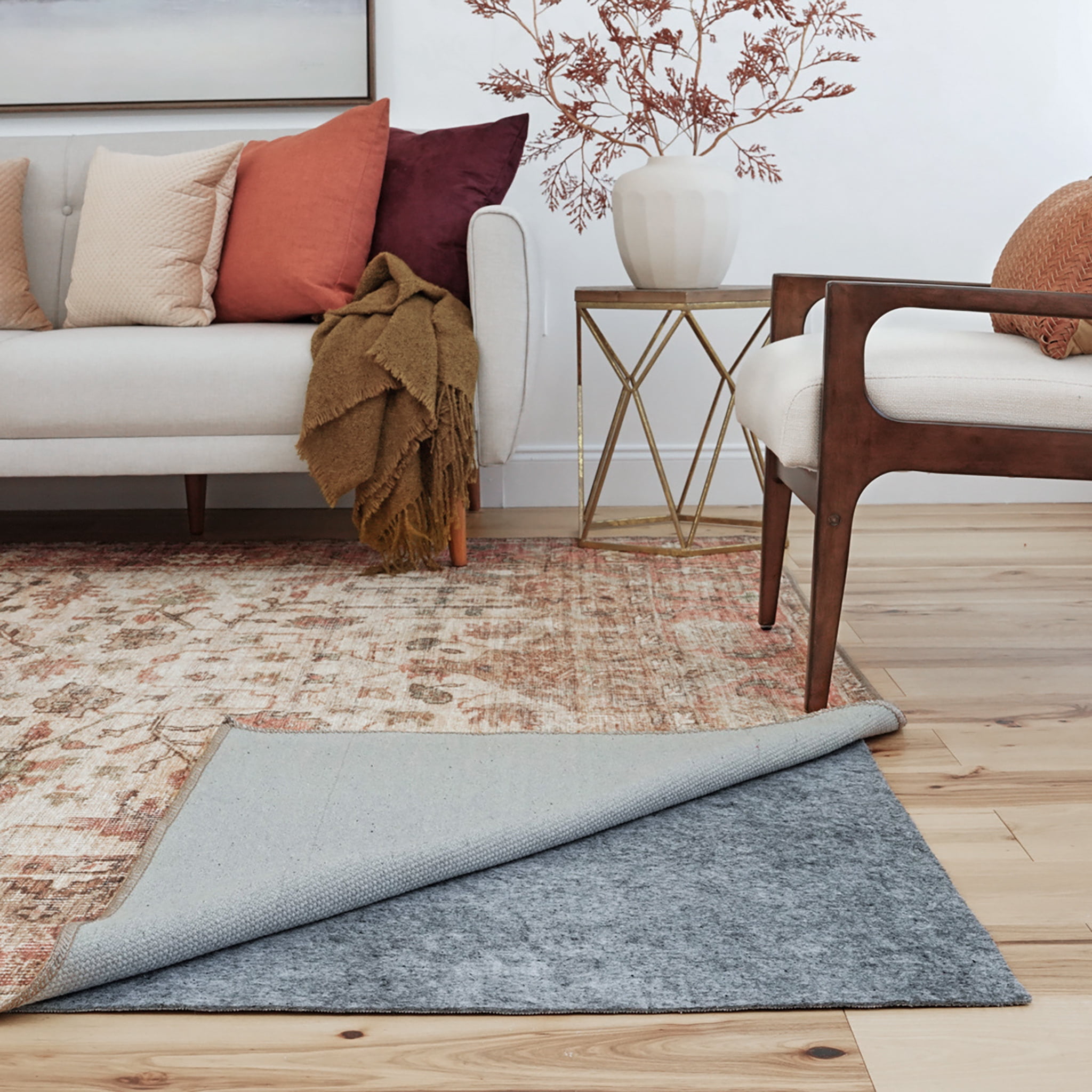 Bliss Rugs Thick Dual Layer Felt PVC Dots Rug Pad Non-Slip for Area Rugs Hardwood Floors, 5'x 6'11"