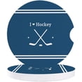 thumbnail image 1 of FMSHPON I Love Hockey Stripe Blue Set of 6 Car Coaster for Drinks, Absorbent Ceramic Stone Coasters Cup Mat with Cork Base for Home Kitchen Room Coffee Table Bar Decor, 1 of 5
