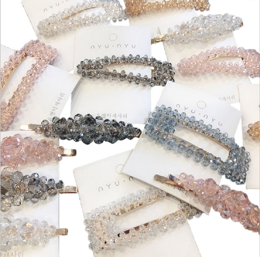 Women Hair Pin Rhinestone Long Barrettes Hair Clip Crystal Hairpin