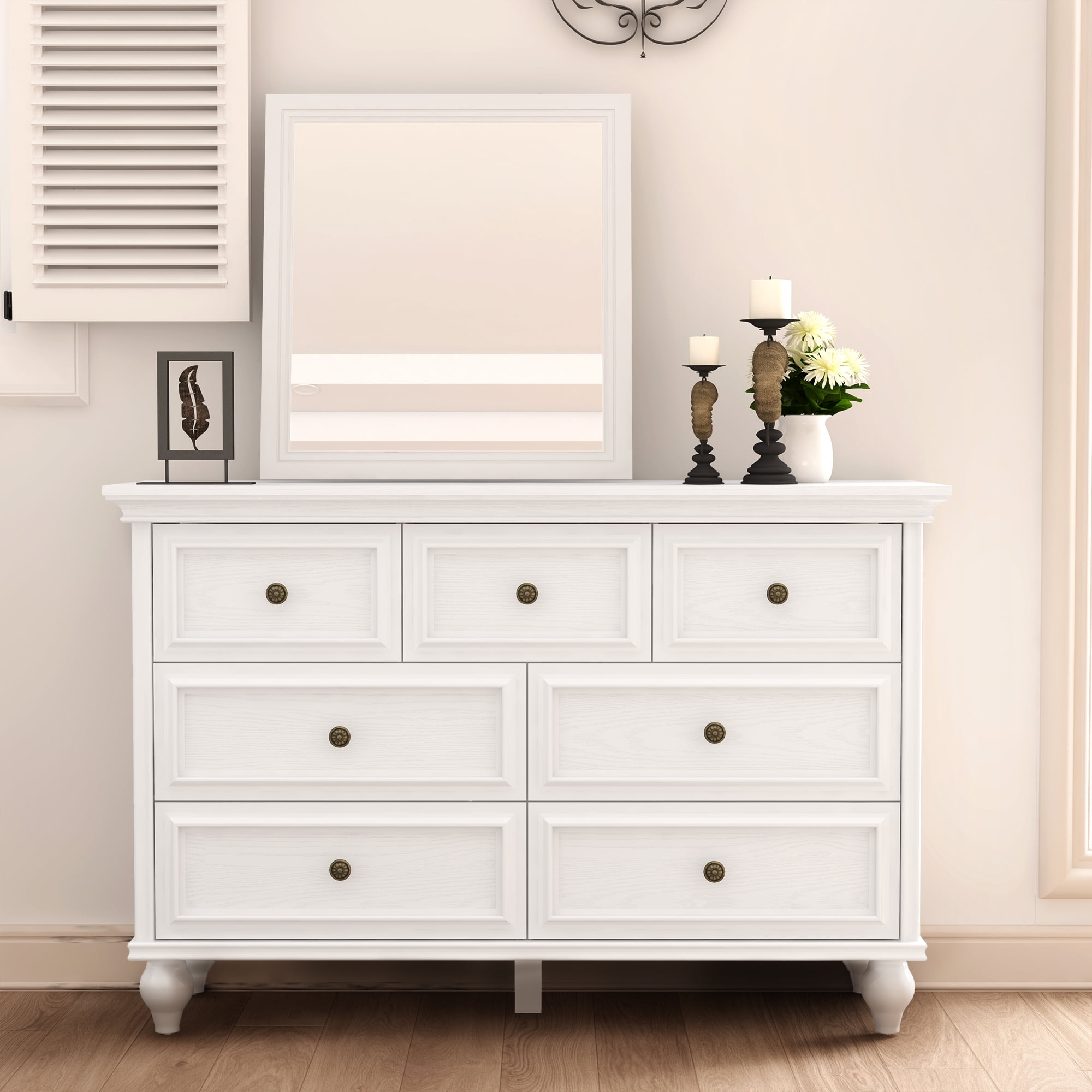 全国送料無料ギフト Dresser Vintage French Yesfashion with Bedroom for Drawers 7 ドレッサー・鏡台