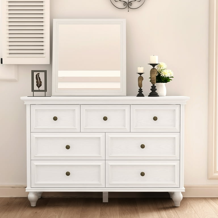 DSstyles French Vintage Wooden Dresser, 7 Drawers, for