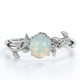thumbnail image 1 of JeenMata Anillo de Compromiso Solitario con Diseño Botánico Ópalo Blanco Ardiente de Forma Redonda de 0,50 Quilates, Baño de Oro Blanco de 18 K sobre Plata, 1 of 6