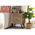 thumbnail image 5 of Calida Mid-Century Modern Whitewashed Natural Brown Finished Wood and Rattan 2-Drawer Nightstand, 5 of 5
