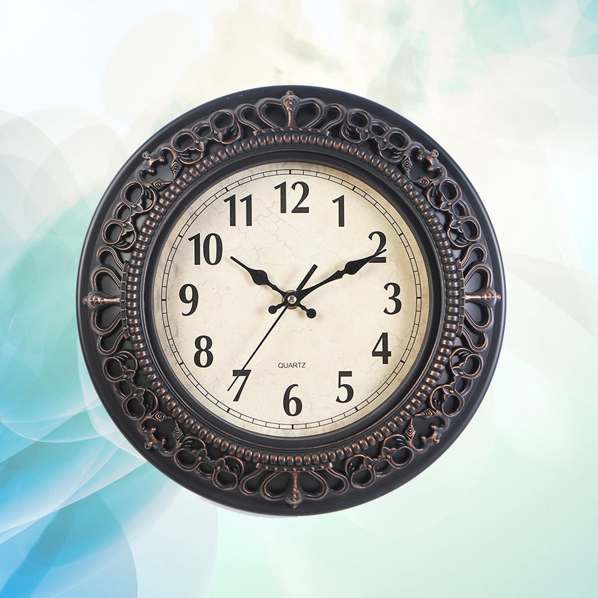 Vintage Dial Clock European Round Carved Silent Clock 3D Large Decorative Wall Clock for Living Room Bedroom Kitchen(Bronze)