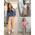 thumbnail image 5 of Lentta Women's Baggy Wide Leg Pants Casual Elastic Waisted Palazzo Harem Pants with Pockets, 5 of 8