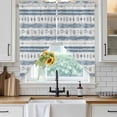 thumbnail image 4 of Blue White Stripe Kitchen Window Curtains, Swag Curtains Valance for Bedroom Living Room Bathroom, Vintage Abstract Geometric Brush Rod Pocket Window Treatment Curtain Block Drapes 2 Panels 36"x45", 4 of 9