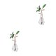 thumbnail image 2 of Estatuilla de flor de Cristal Injueey con adorno de tallo de plata/metal Florero de vidrio Ramos hechos a mano 2Conjunto Verde, 2 of 6
