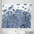 thumbnail image 1 of Evil Eye Tapestry, Traditional Cultural Luck Glass Look Beads Graphic on Plain Background, Fabric Wall Hanging Decor for Bedroom Living Room Dorm, 5 Sizes, Dark Blue Pale Blue, by Ambesonne, 1 of 1