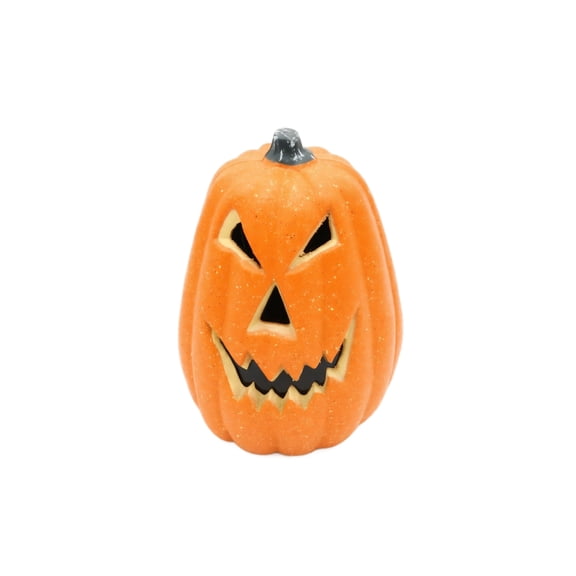Halloween Hollow Jack‑O‑Lantern Pumpkin Ornament, Light‑Compatible Classic Face Pumpkin Decor for Tabletop Mantel Haunted House Indoor Outdoor Halloween Party Seasonal Display