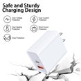 thumbnail image 4 of USB C Charger Block,HAOANO 20W PD Type C Charger Block with 2PACK Fast Charging Cables 6ft QC3.0 Wall Charger Adapter Plug Brick USB C Block,White, 4 of 4