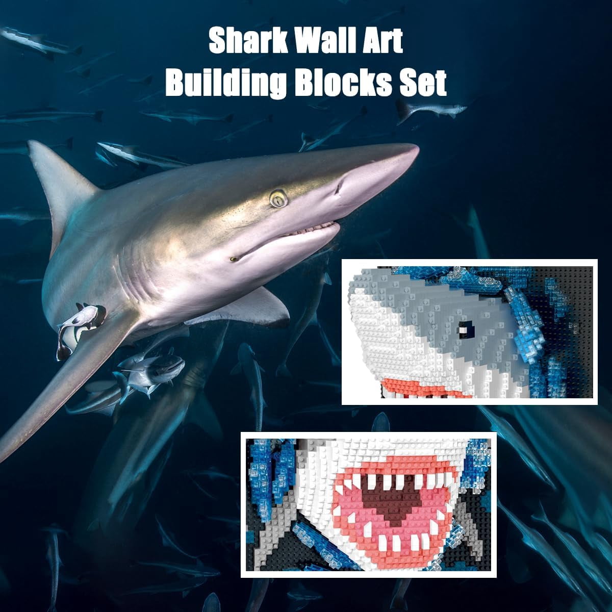 Wall Art Shark Building Blocks Set,(2166 Pieces) Toys Gifts for Kid and Adult