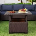 RSJIWOGZ Patio Rattan Coffee Table with Hidden Wicker Liftable Dinning
