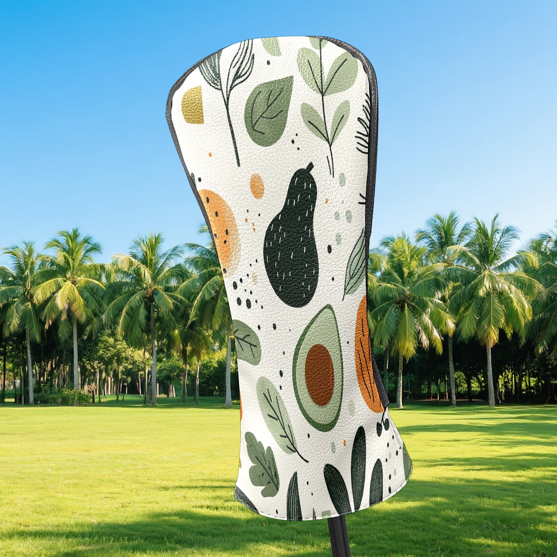 Golf Club Covers PU Leather Waterproof Head Covers for Fairway Woods Hybrids Vegetable Avocado