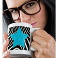 thumbnail image 2 of 3drose, Punk Rockabilly Zebra Animal Stripe Blue Star Print, 15oz Mug, 2 of 6