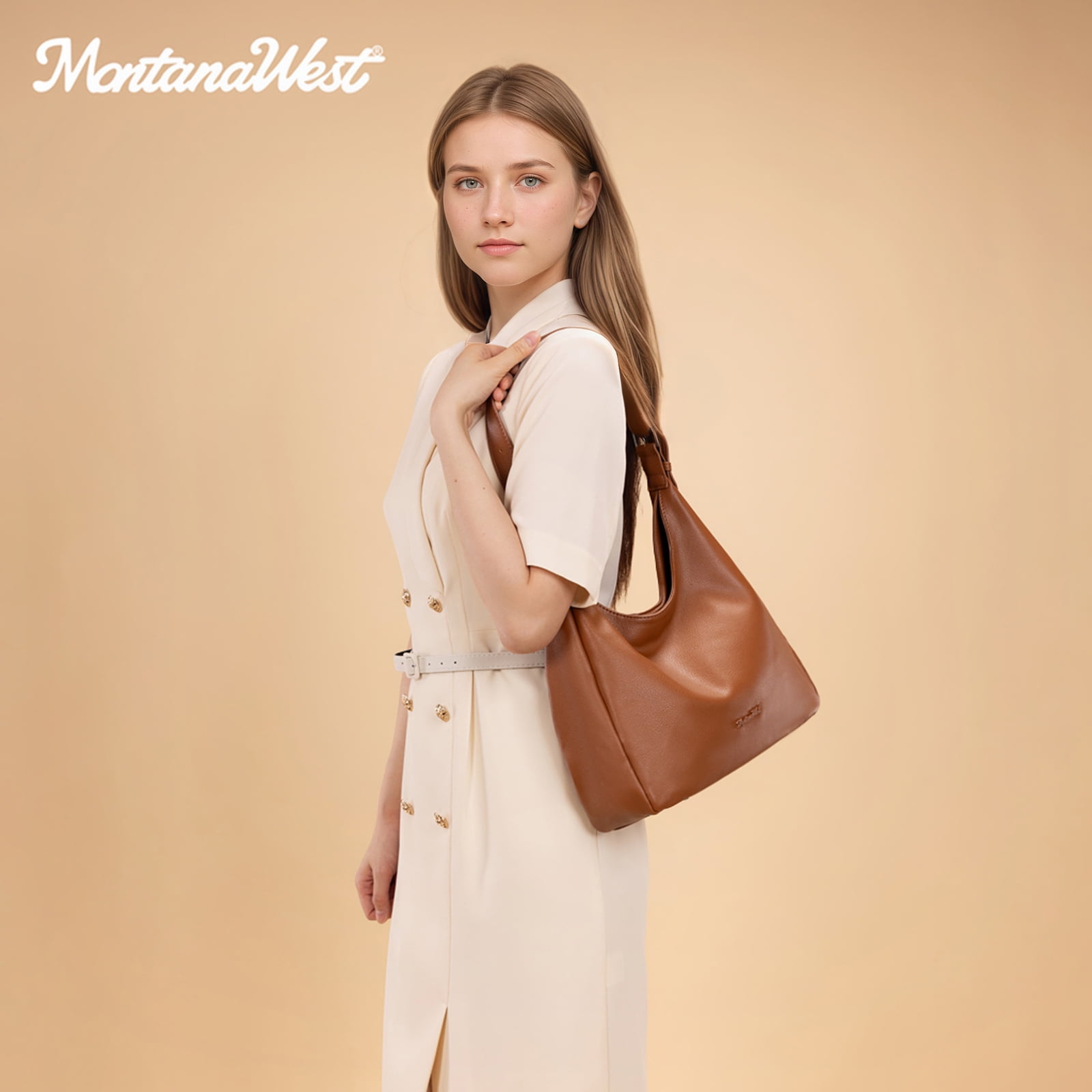 Montana West Hobo Bag Purse for Women Slouchy Shoulder Handbags Purses, Brown