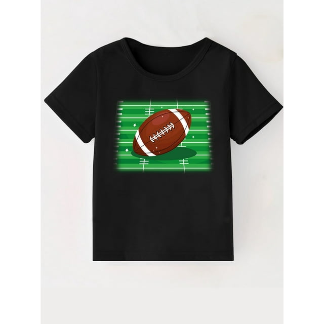 T-shirt Imprimé Rugby Garçon et Fille, Haut à Manches Courtes Col Rond, Vêtements d'Été pour Enfants, Cadeaux de Rentrée