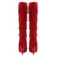 thumbnail image 4 of YDN Women Layer Tassel Pointed Toe Moccasin Boots Knee High Stiletto Mid Heels Western Themed Party Dress Shoes Size 9.5 Red, 4 of 5