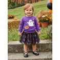 thumbnail image 3 of Cjfdfy Toddler Baby Girl Halloween Outfit Infant Baby Girls Fall Clothes 6 12 18 24 Months 2 3 4 5 Years Cute Ghost Pumpkin Embroidery Long Sleeve Sweatshirt with Tulle Tutu Skirt 2Pcs Set, 3 of 9