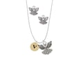 thumbnail image 2 of Delight Jewelry Goldtone Disc 1/2'' Initial - v - Silver tone Guardian Angel Charm Necklace and Stud Earrings, 2 of 4