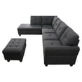 thumbnail image 5 of Pon Living Living Room Sectional Set, Leather Sectional Sofa in Home, with Storage Ottoman and Matching Pillows (Black Grey), 5 of 7