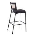 thumbnail image 6 of Rattan Tania Contemporary Bar Stool In Black Metal, Black Faux Leather, And Rattan Back - Set Of 2, 6 of 8