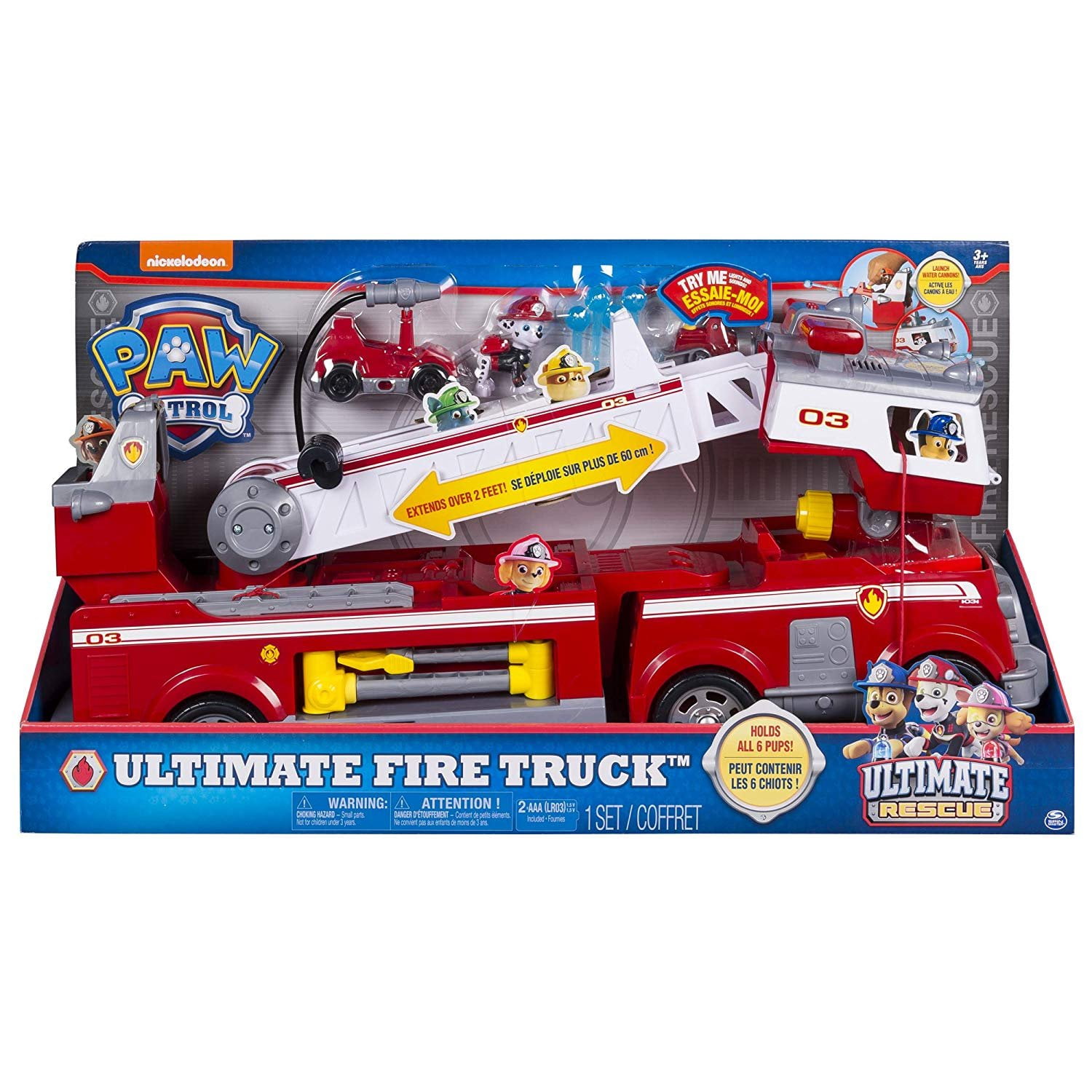 PAW Patrol Marshall s Ultimate Rescue Fire Truck Toy with Extendable Ladder for Ages 3 Walmart